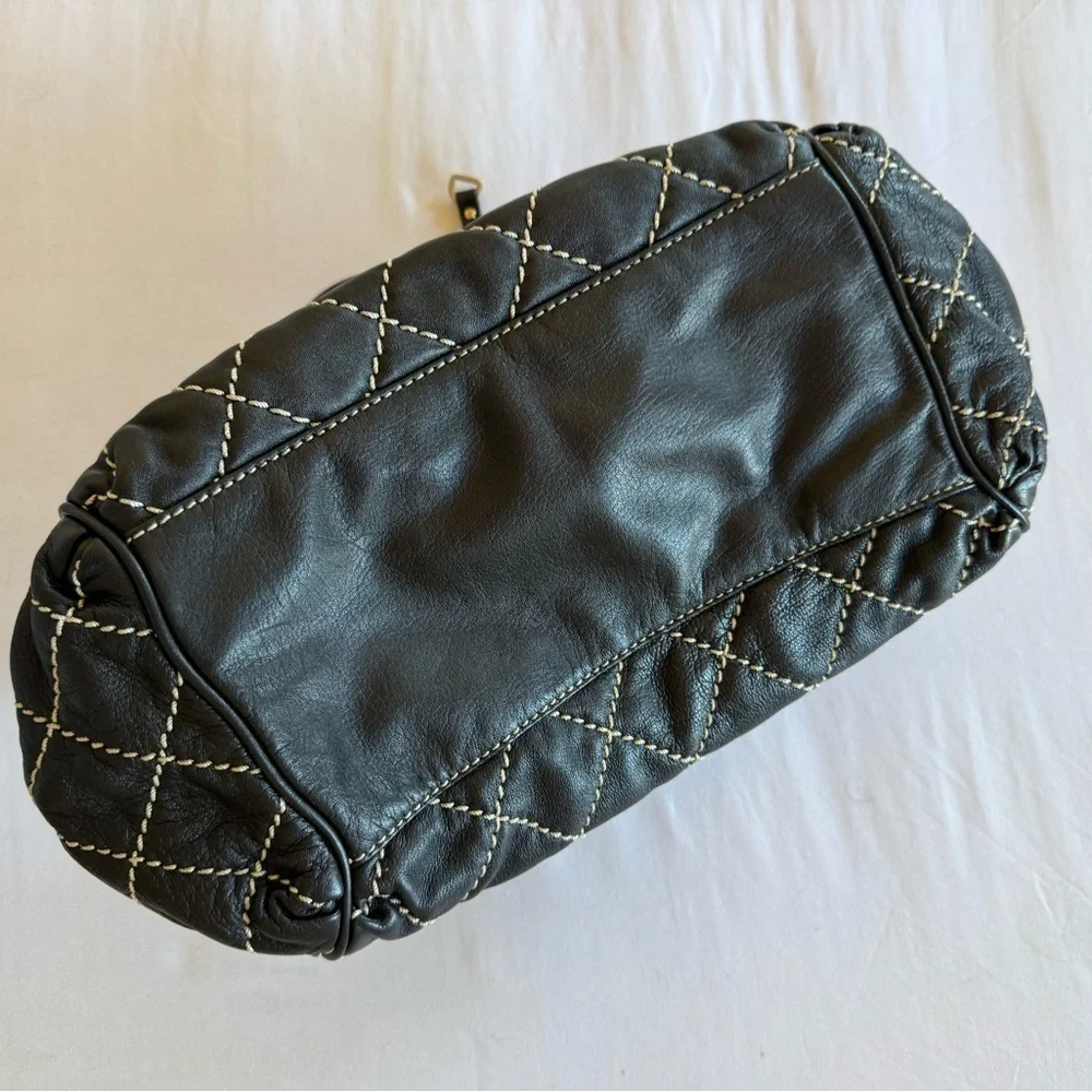 JUICY COUTURE Y2K Quilted Lamb Leather Bowler Bag - Picture 8 of 9
